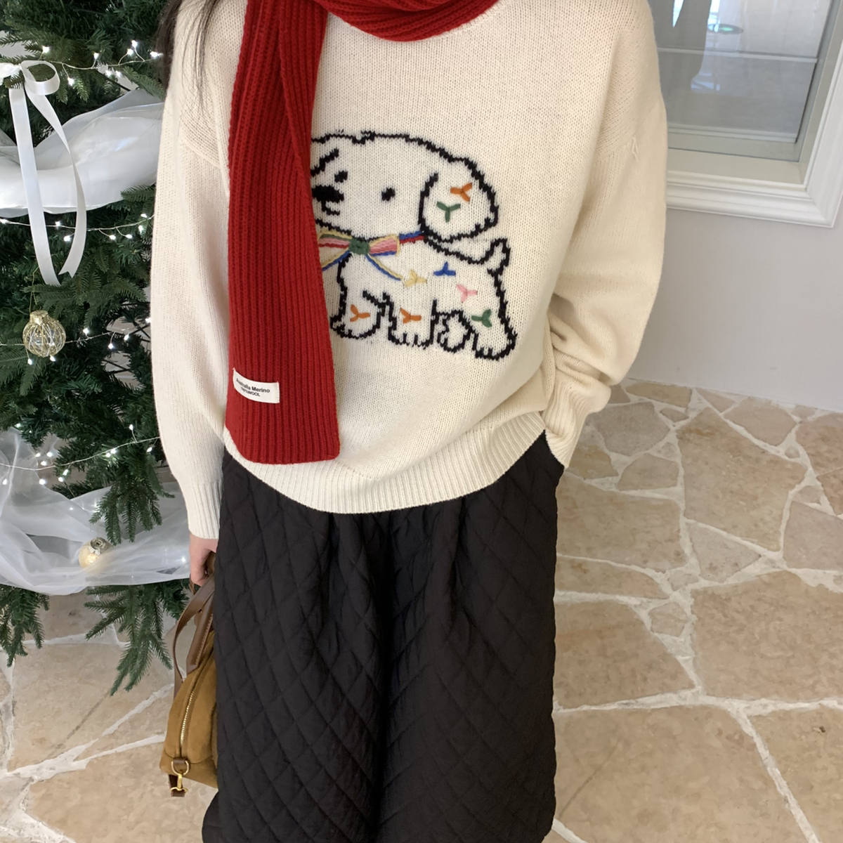 SHEEP.-韩系手工刺绣小狗保暖毛衣（含100羊毛）3285696