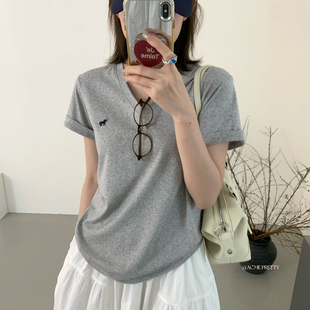 超级跑量价V领雪花棉小马刺绣短袖 ACME 爆款 夏天 T恤W239 PRETTY