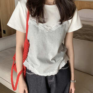 SUSAN T恤TW919 26年早春韩代假两件拼接短袖