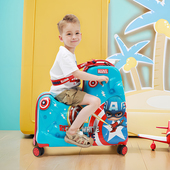迪士尼可坐儿童拉杆箱漫威卡通行李箱可骑宝宝拖箱骑行旅行箱24寸