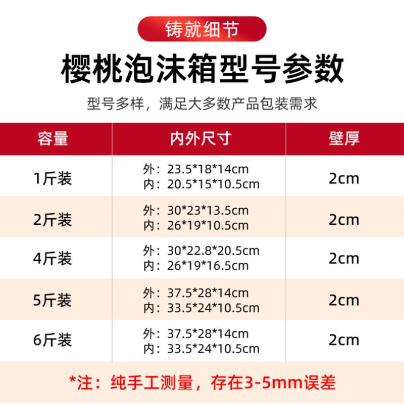 樱桃专用泡沫箱1斤装保温箱2斤车厘子保鲜箱快递专用保温箱包装箱