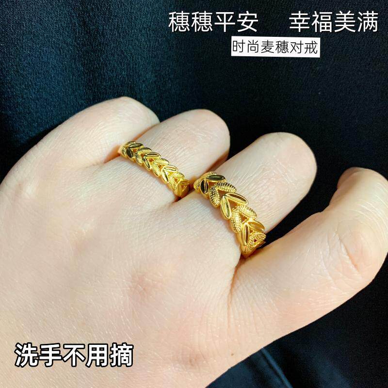 女越南沙金个性麦穗戒指不掉色
