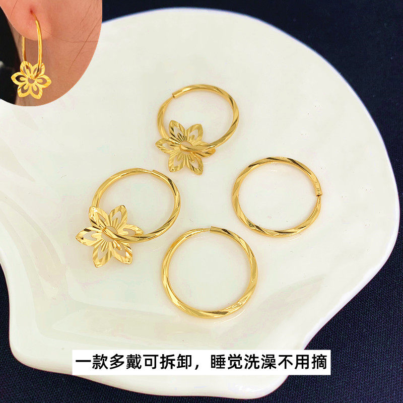 越南沙金铜镀黄金女耳环不掉色