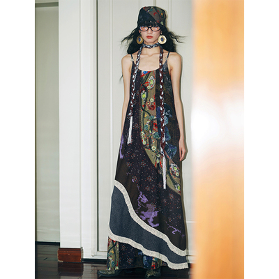 坏品味西部复古流浪风度假连衣裙