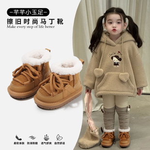 女童鞋儿童小皮鞋2025新款冬季棉鞋宝宝冬鞋加绒雪地靴婴儿学步鞋