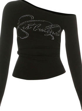 纯欲春秋季烫钻长袖T恤女曳步舞街舞爵士广场舞街舞长袖打底上衣