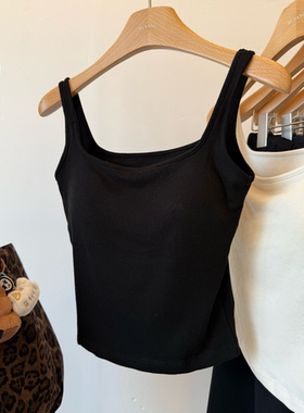 韩国拉毛显瘦带胸垫内搭秋冬季遮副乳吊带背心女百搭气质打底上衣