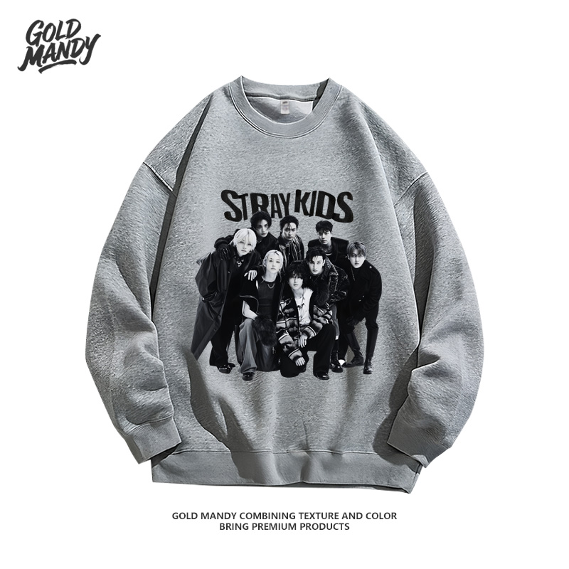 Straykids韩男团爱豆kpop粉丝周边应援重磅纯棉卫衣男女同款上衣