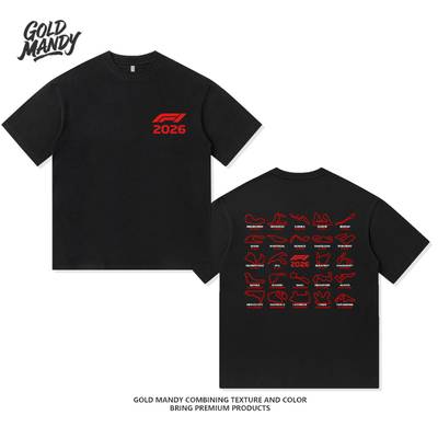 F12026赛季赛道轮廓赛车文化竞技重磅纯棉T恤半袖杉情侣男女同款