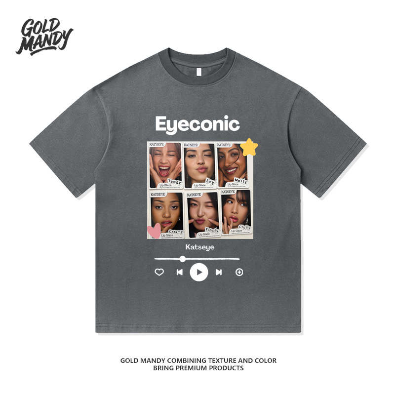 Katseye粉丝应援周边播放器海报款重磅纯棉T恤半袖杉情侣男女同款,男装,T恤,淘宝优惠券,粉丝福利购,淘宝优惠卷