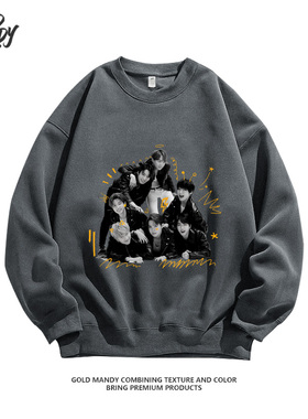 BTS防弹少年团韩男团Kpop粉丝应援周边重磅纯棉长袖卫衣男女同款