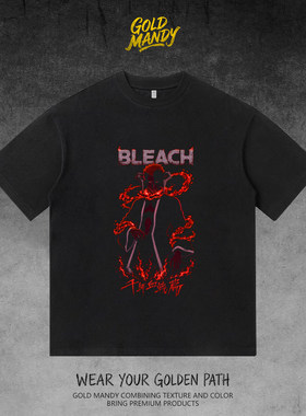 BLEACH黑崎一护血锁斩月死神千年血战篇直喷半袖纯棉男女同款短袖