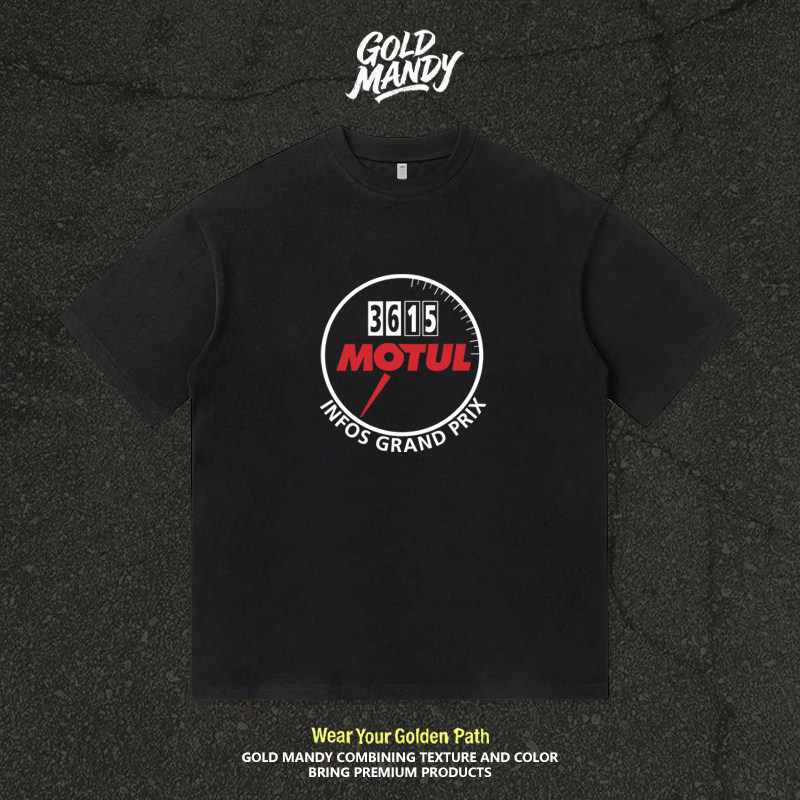 Motu摩特机油厂队Logo摩托车骑行服高街纯棉T恤半袖情侣男女同款