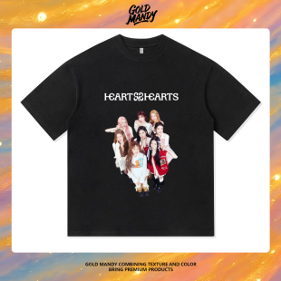 H2H韩团Hearts2H俯拍写真粉丝应援周边重磅纯棉T恤半袖杉情侣男女
