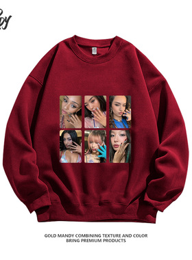 韩女团Kpop爱豆Katseye粉丝应援周边自拍重磅纯棉长袖卫衣男女款