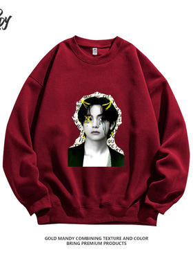 BTS防弹少年团粉丝应援周边人像印花重磅纯棉长袖卫衣服男女同款