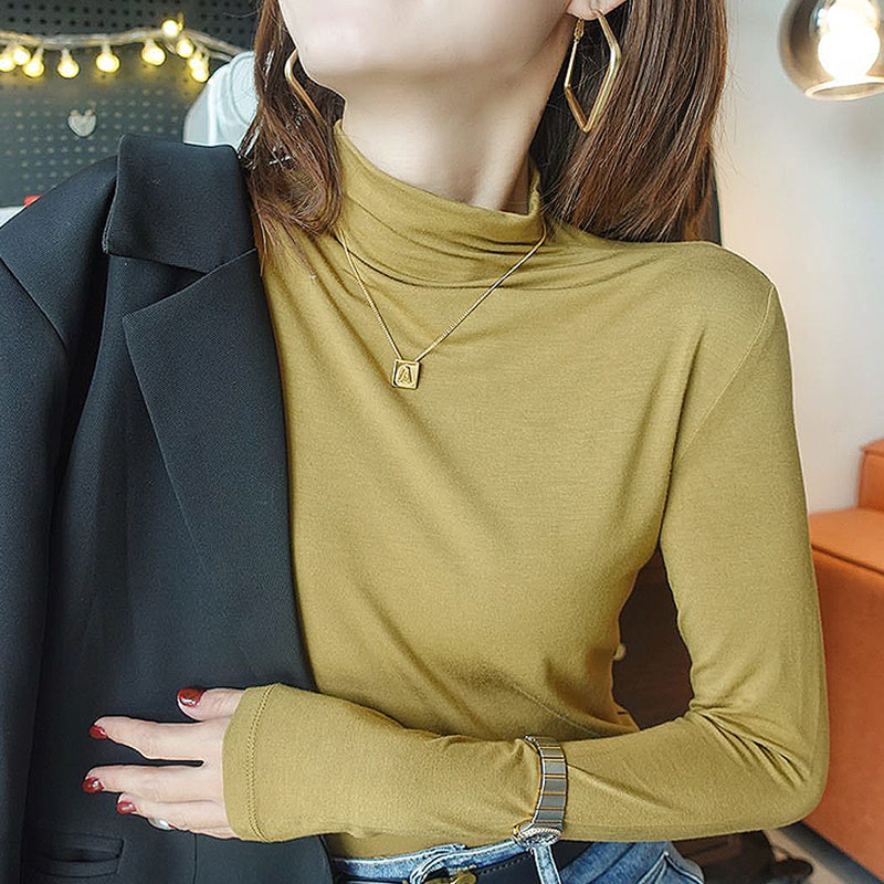 半高领打底衫女长袖韩版修身