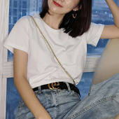 纯棉半袖 t恤女白色夏打底衫 上衣宽松纯色正肩基础 短袖 2026年新款