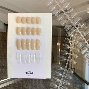 日式网红美甲店打板试色甲片短方圆甲片模板新手练习指甲款式空心