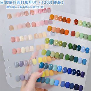 橙子新款推荐短方圆透明打板甲片美甲店试色透明展示色板美甲工具