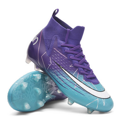 跨境莆田无缝飞织足球鞋男碎钉AG长钉成年坪学生比赛训练运动鞋