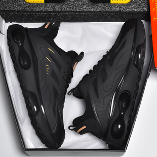 黑色运动鞋女2025新款减震轻便气垫女士初中学生跑步女鞋