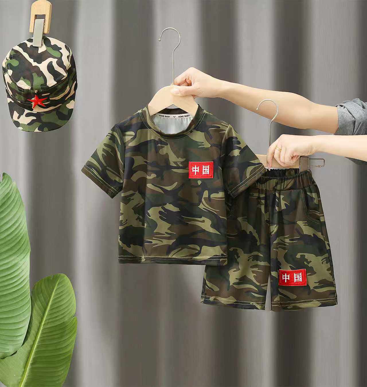 夏季迷彩服套装新款儿童夏装军训夏令营小孩短袖帅气套装两件套潮