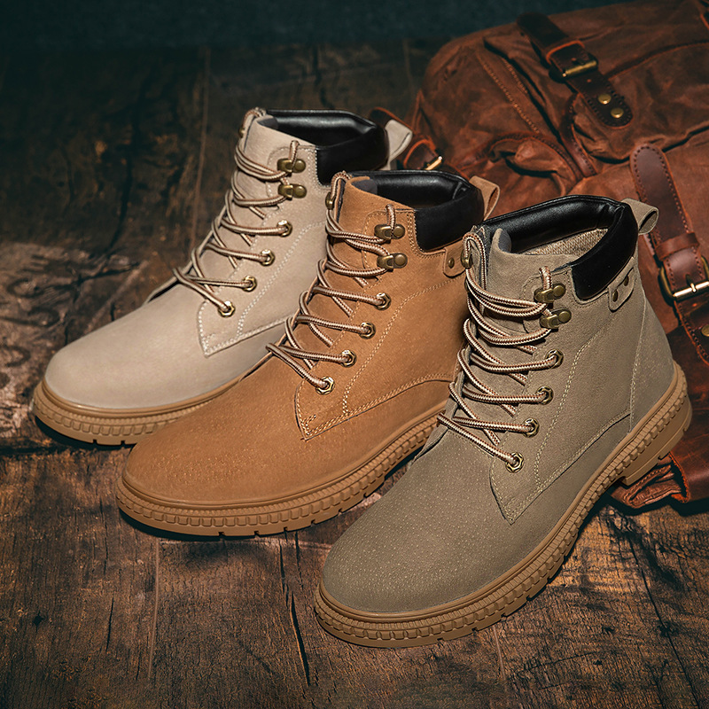 8277男女鞋马丁靴工装靴秋冬高帮系带圆头磨砂皮大头皮靴大码跨境