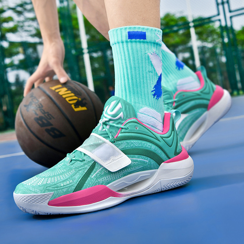 外贸篮球鞋男女低帮实战网面透气防滑耐磨减震软底学生夜光运动鞋