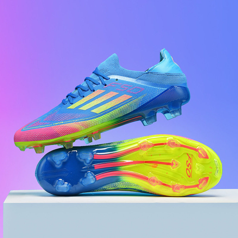 跨境训练学生女碎钉儿童足球鞋男青少年世界杯比赛长钉运动鞋