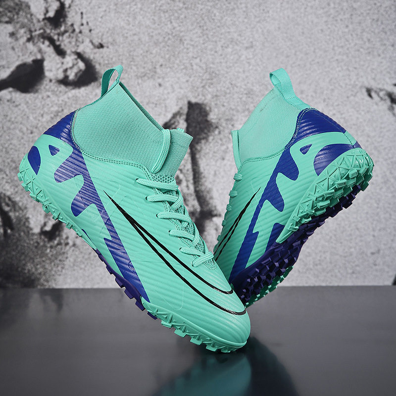 2025新款跨境大码高帮长钉碎钉足球鞋男人造草坪TF碎钉比赛训练鞋