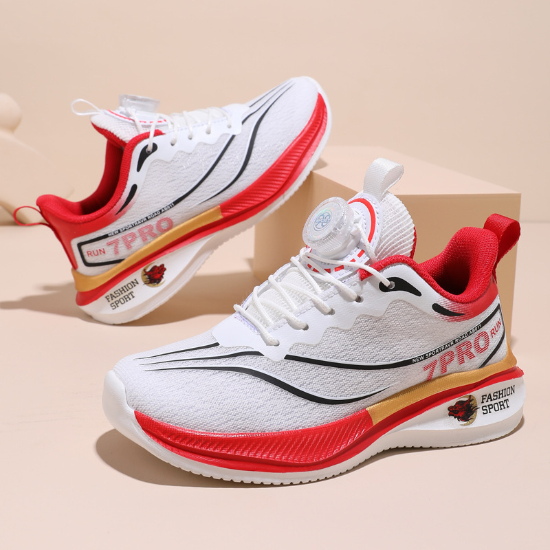 秋款网面双网旋转扣儿童跑步鞋轻便透气运动童鞋潮防滑软底篮球鞋