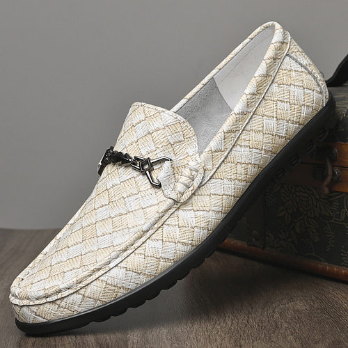 春季真皮豆豆鞋男休闲套脚鞋跨境大码皮鞋一脚蹬男鞋外贸代发shoe