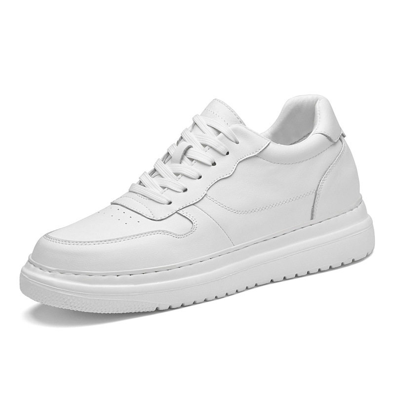 隐形内增高鞋男厚底板鞋小码35小白鞋36运动休闲鞋37百搭男鞋真皮
