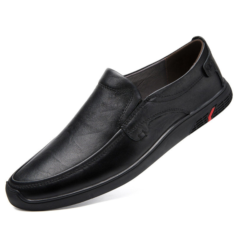 春秋头层牛皮高档商务皮鞋软底耐磨防滑舒适爸爸工作男鞋跨境鞋大