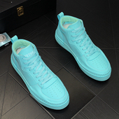 不规则鞋 男鞋 男湖蓝色潮鞋 春秋百搭潮流休闲透气小白鞋 边 高帮板鞋