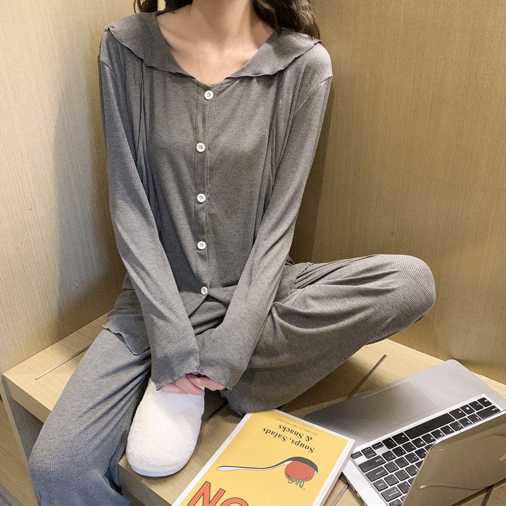 月子服2022春秋季坑条纯棉产后哺乳产妇家居孕妇睡衣春夏季3月份