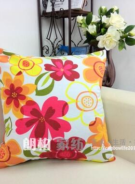 抱枕 靠垫 抱枕套 靠垫/腰枕 全棉帆布布艺汽车靠垫 田园花朵包邮