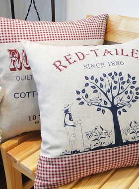 包邮欧式时尚麻布印花靠垫抱枕 靠枕沙发办公室靠垫套 靠背枕含芯