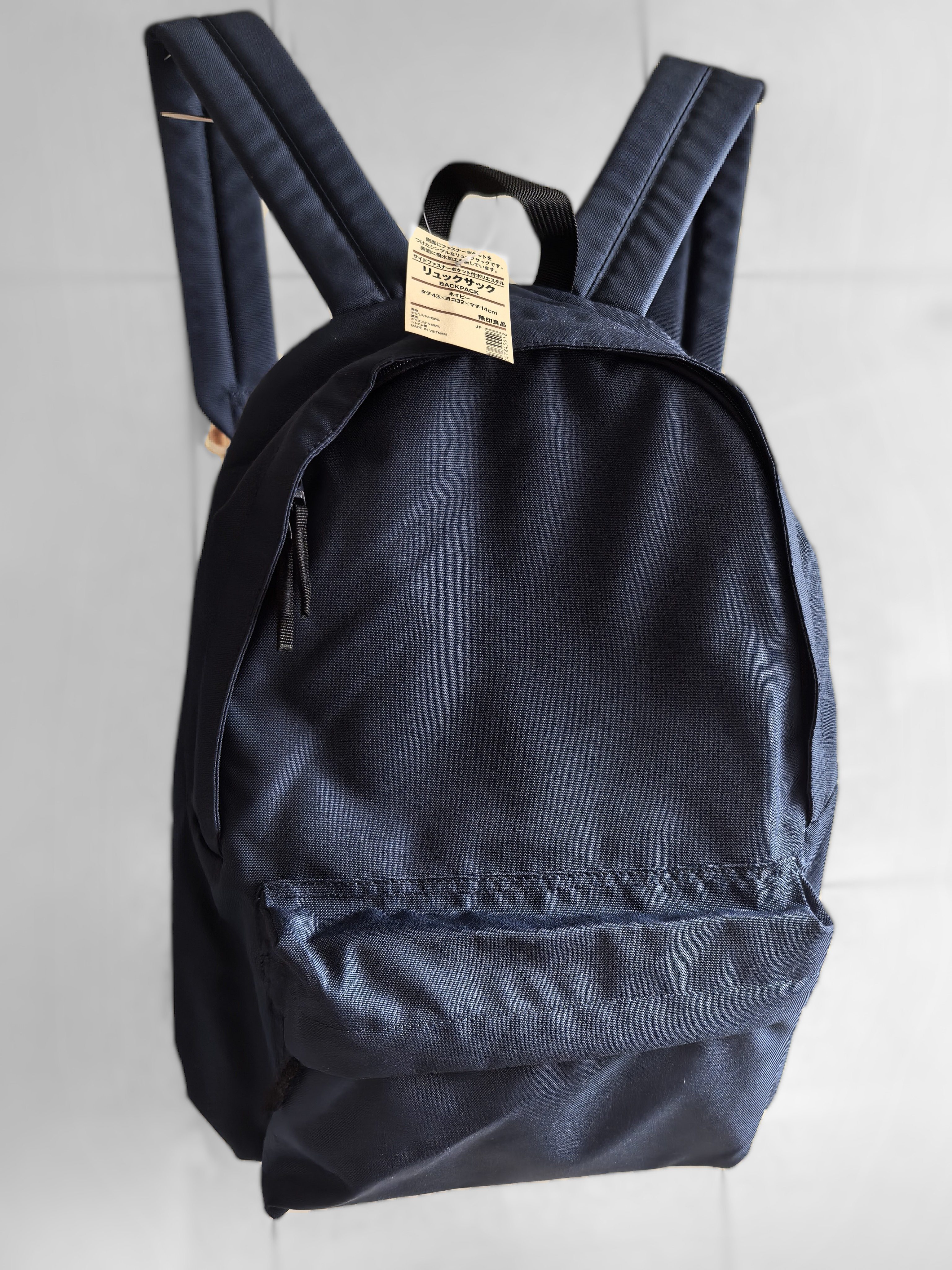 老款 日本购无印良品MUJI双肩背包书包帆布包 学生棉防水黑白蓝