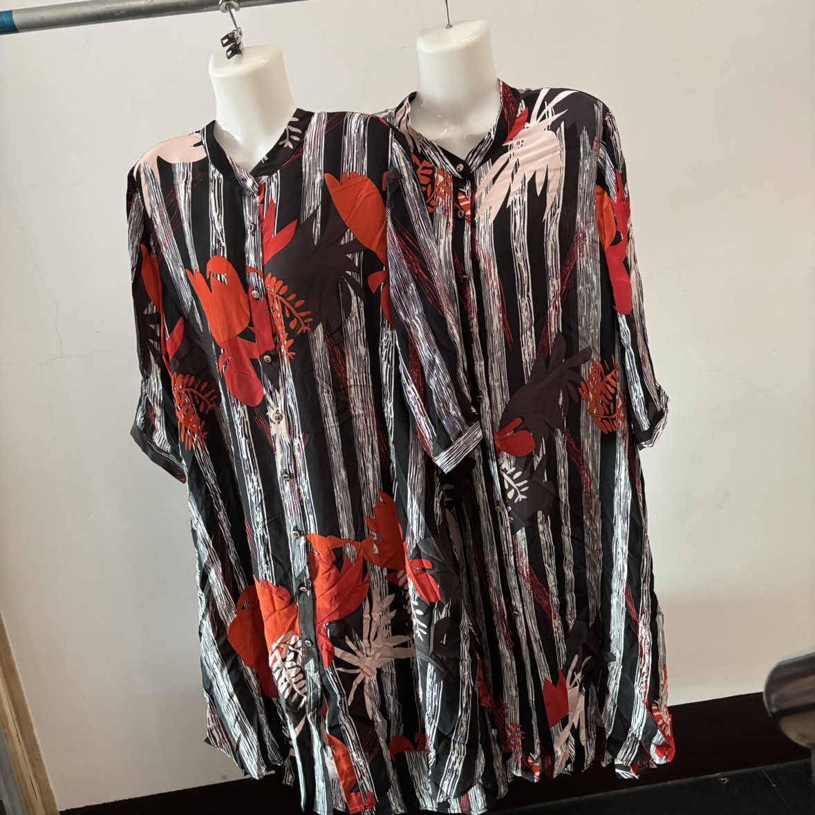 真丝双绉立领连衣裙女夏季100%桑蚕丝五分袖中长款宽松衬衫裙