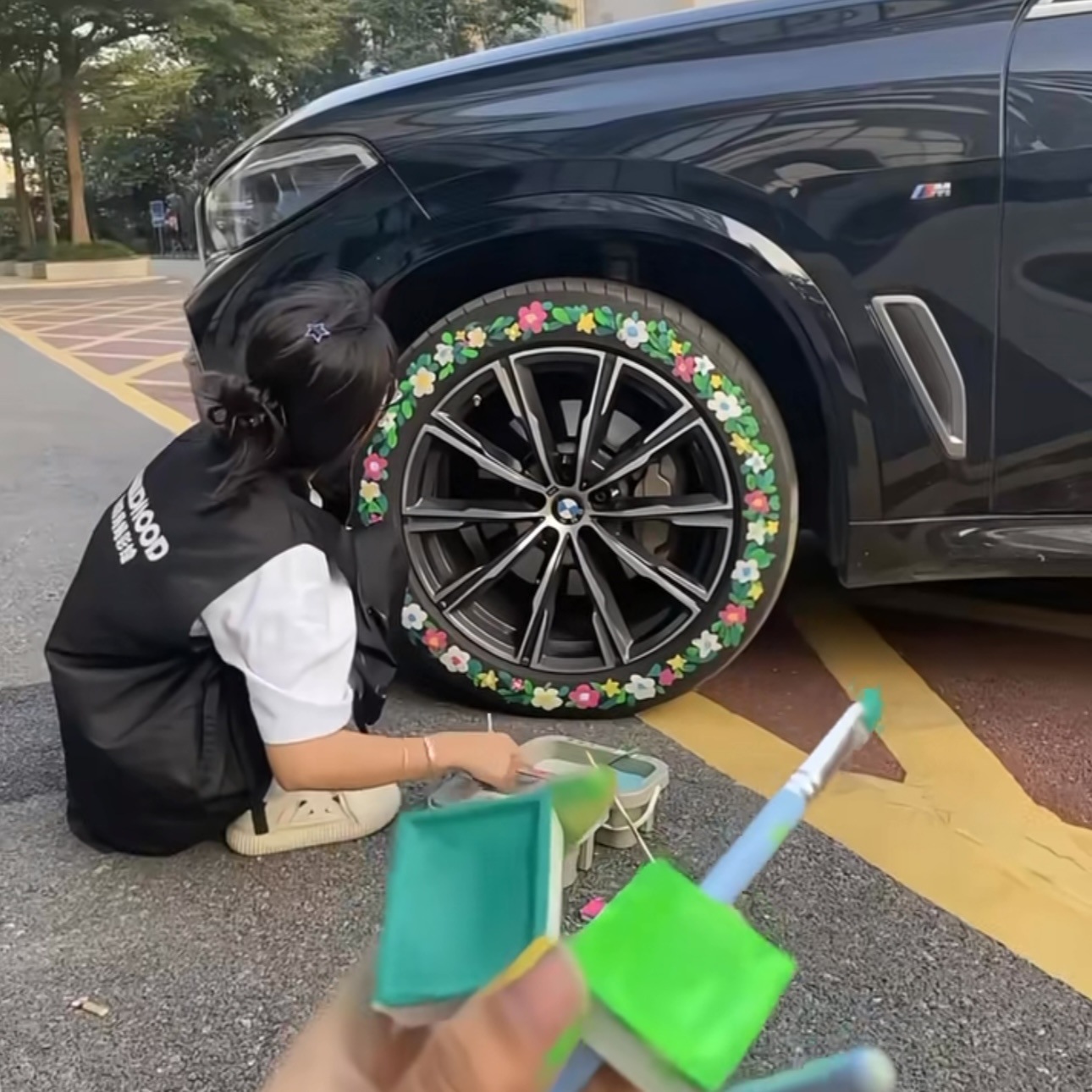 抖音同款汽车轮胎涂鸦手绘diy丙烯颜料材料套装不掉色创意装饰