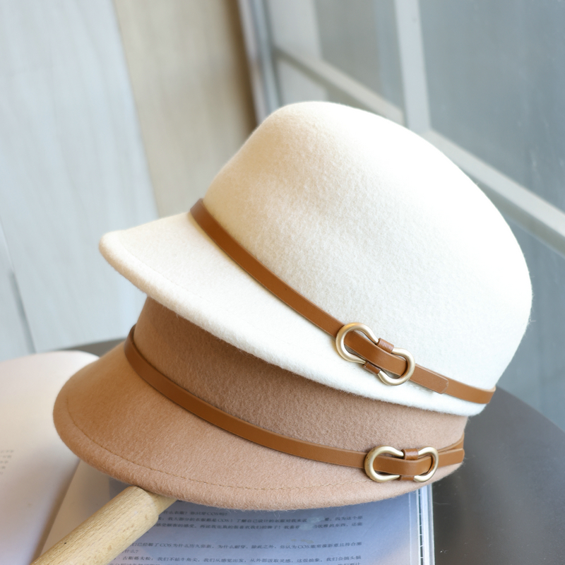 帽范马术帽逛街休闲女秋冬皮扣