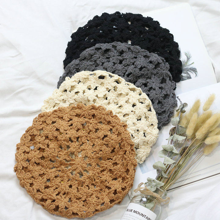 日系镂空蕾丝手工贝雷帽女 夏日薄款花朵复古气质甜美针织画家帽,服饰配件/皮带/帽子/围巾,帽子,淘宝优惠券,粉丝福利购,淘宝优惠卷