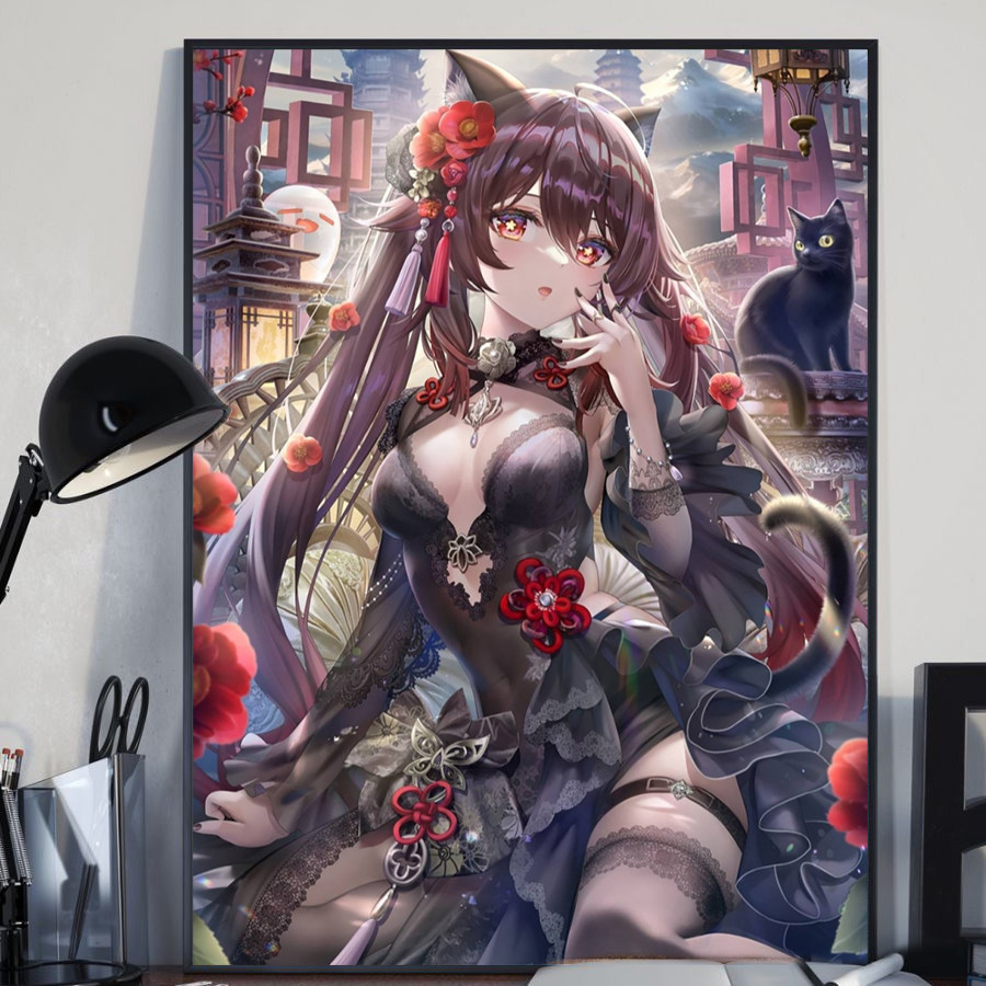 胡桃钻石画满钻原神动漫人物钻石贴画客厅卧室2023新款印花十字绣