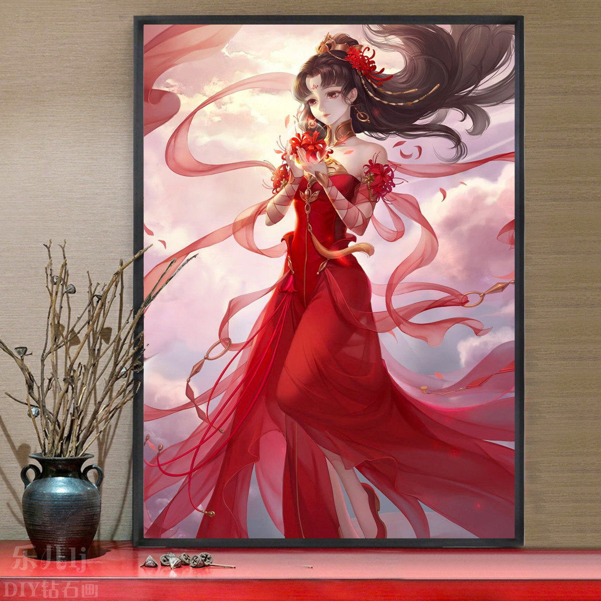 2021新款钻石画满钻彼岸花古风卧室客厅贴钻砖石十字绣美女花卉5d