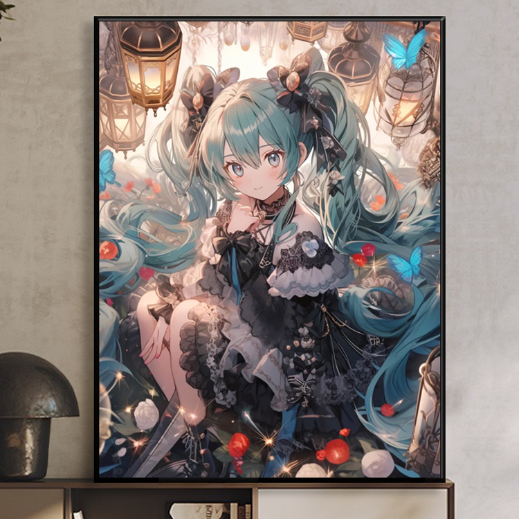 初音未来卡通钻石画2023新款满钻动漫儿童手工点贴钻5d十字绣卧室-封面