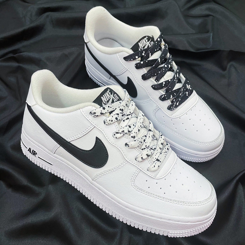 适配潮流七彩黑白泼墨男女款aj1空军一号af1烫金dunk扁鞋带绳