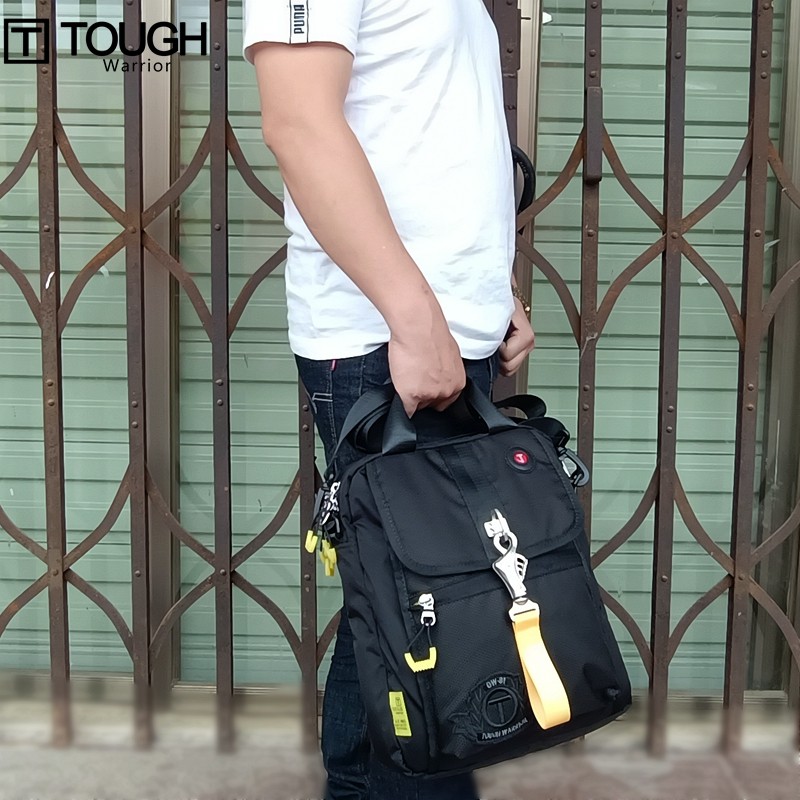 Tough新潮男商务手提包肩带可拆卸时尚单肩包男休闲斜挎包双拉链