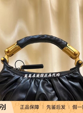 英国代购Balmain 9折时尚气质 Ebene黑色褶皱小牛皮迷你包包